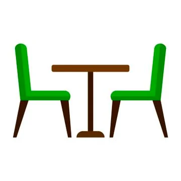 Dining table and chairs for two people. Vector illustration in flat style 스톡 일러스트