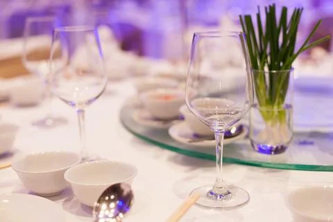 Dining table and equipment. Stock Photos