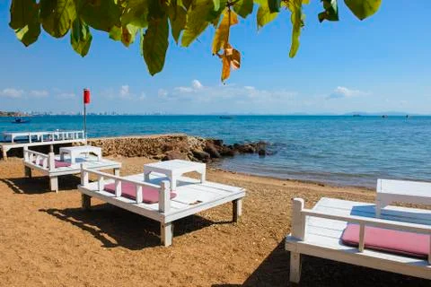 Dining table on the beach Stock Photos
