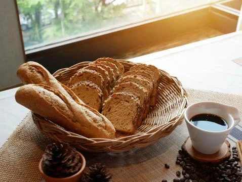 Dining table with breakfast Stock Photos