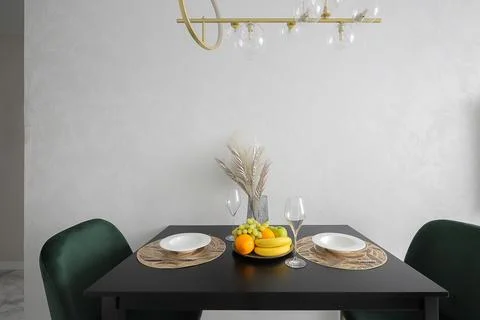 Dining table with chairs in the kitchen Foto stock