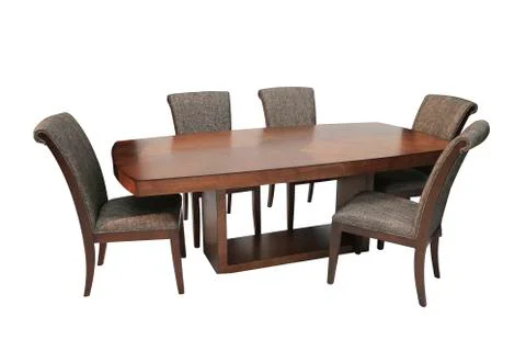 Dining table with chairs on a white background 스톡 사진