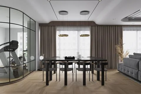 Dining table decoration for dining room interior design ideas for trendy li.. Stock Photos