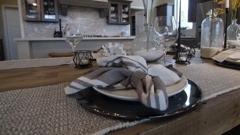 Dining Table Detail Move Across Stock Footage 112900170