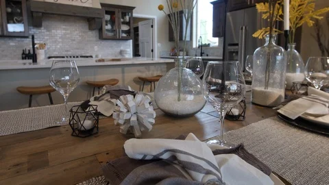 Dining Table Detail Rise Up Video stock 112899934