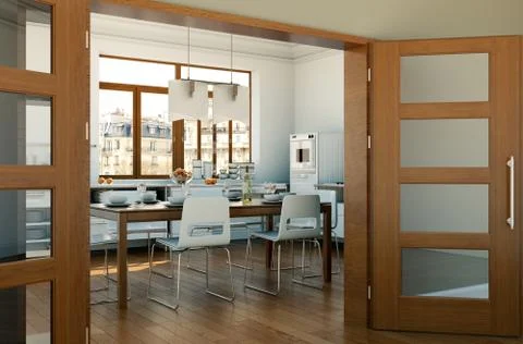 Dining table in a house with a beautiful design Stock Illustration