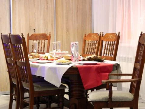 Dining table in the house Stock Photos