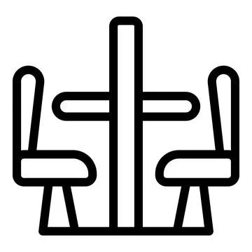 Dining table icon with chairs outlined illustration Stock Illustration