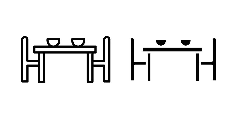 Dining table icon design. Simple Vector illustrations.. Stock Illustration