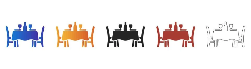 Dining table icon set for restaurant and catering Stock Illustration