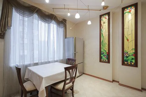 Dining table in the kitchen interior Foto stock