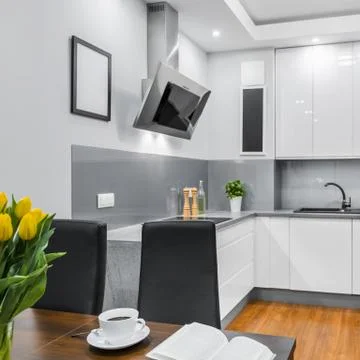 Dining table in kitchen Foto stock