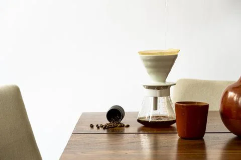 Dining table ready for dinner, on white background design furniture, mexico Stock Photos