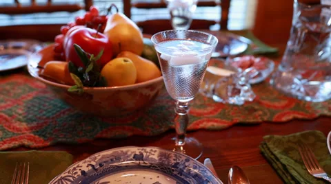 Dining table set for the thanksgiving dinner Stock Footage 32907232