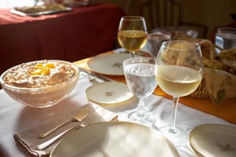 Dining table set for Thanksgiving dinner Foto stock