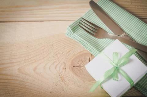 Dining Table Setting. Cutlery and Present. Foto stock