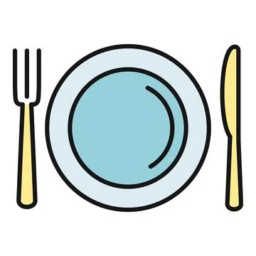 Dining table setting with plate fork knife icon Stock Illustration