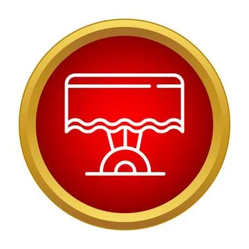 Dining table with tablecloth on a red and gold circle icon Stock Illustration