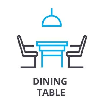 Dining table thin line icon, sign, symbol, illustation, linear concept, vector Illustrazione stock