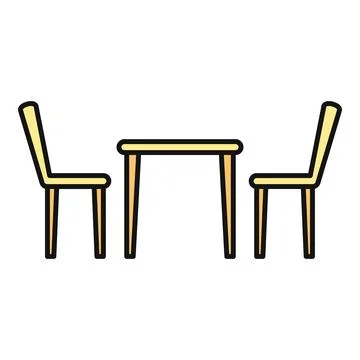 Dining table with two chairs icon illustration Stock Illustration