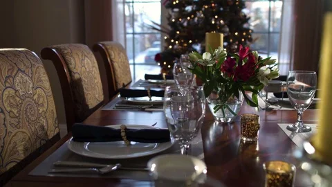 Dining Table w/ Place settings Stock Footage 84073695