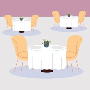 Dining tables and chairs for two people Stock Illustration