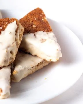 Dining view of triangular-shaped ginger and honey cookies Stock Photos