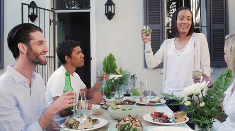 Dinner barbeque party speech toast Video stock 58282743
