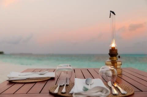 Dinner at the beach 스톡 사진