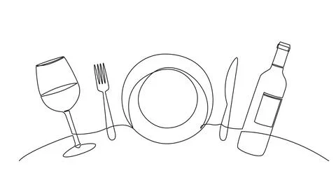 Dinner concept continuous single line drawing Stock-Illustration