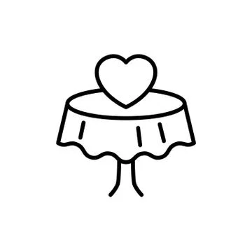 Dinner date icon. restaurant dinner table with love illustration for wedding Stock Illustration