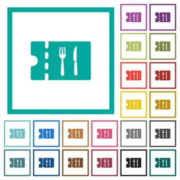 Dinner discount coupon flat color icons with quadrant frames Stockillustratie