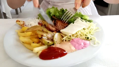 Dinner in a dish closeup Stock Footage 80888003