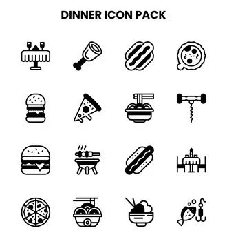 Dinner DuoTone Graphics Icons Pack Stock Illustration
