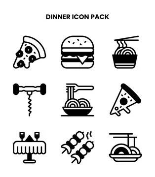 Dinner DuoTone Icons Pack Stock Illustration
