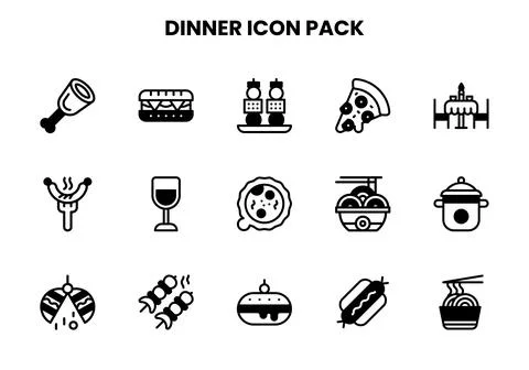 Dinner DuoTone Icons Pack Stock Illustration
