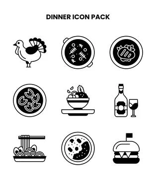 Dinner DuoTone Icons Pack Stock Illustration
