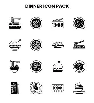 Dinner DuoTone UI Icons Pack Stock Illustration