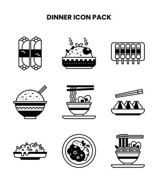 Dinner DuoTone UI Icons Pack Stock Illustration