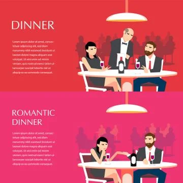Dinner flat illustration vector Stock Illustration