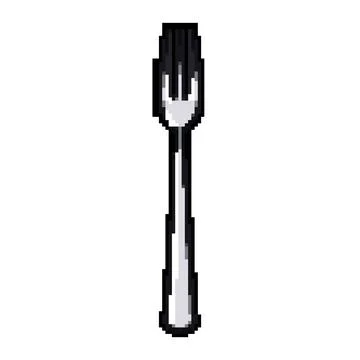 Dinner fork pixel art vector illustration Stock Illustration