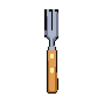 Dinner fork pixel art vector illustration Stock Illustration