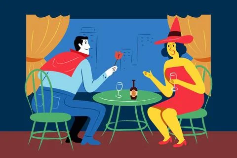 Dinner Halloween Nite Stock Illustration