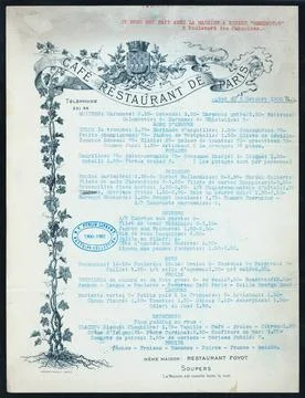 DINNER held by CAFE RESTAURANT DE PARIS at AVENUE L OPERA,PARIS,FRANCE? (F... Stock Photos