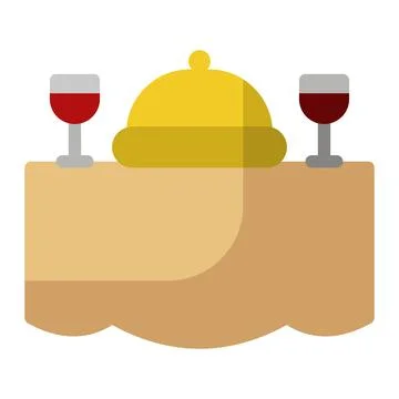 Dinner Icon In Color Fill. Flat Style. Isolated on White Background Stock Illustration