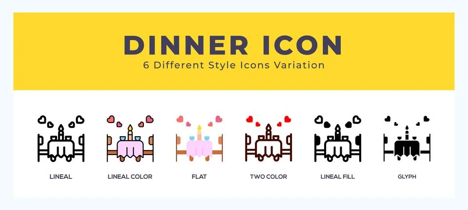 Dinner icon set. Design elements for logo Stockillustratie