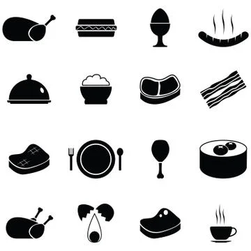 Dinner icon set Stock Illustration