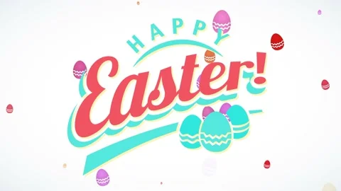 Dinner invitation for happy easter with exclamation marker 50s typography and 3 Stock Footage 130601183