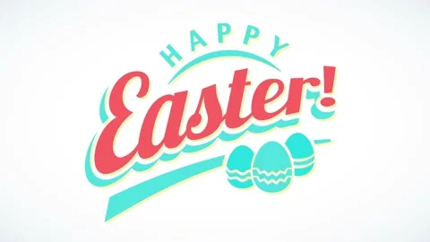 Dinner invitation for happy easter with exclamation mark 50s typography and Stock Footage 130602603