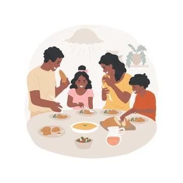 Dinner isolated cartoon vector illustration. Ilustración de archivo